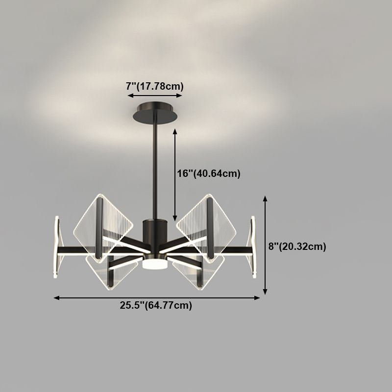 Creative Acrylic LED Chandelier Modern Style Pendant Light in Black for Bedroom