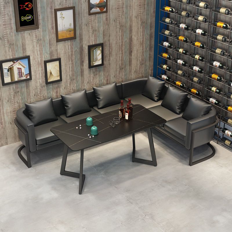 Industrial Style Sintered Stone Dinner Room Kitchen Table Black Metal Base Table for Dinning Room