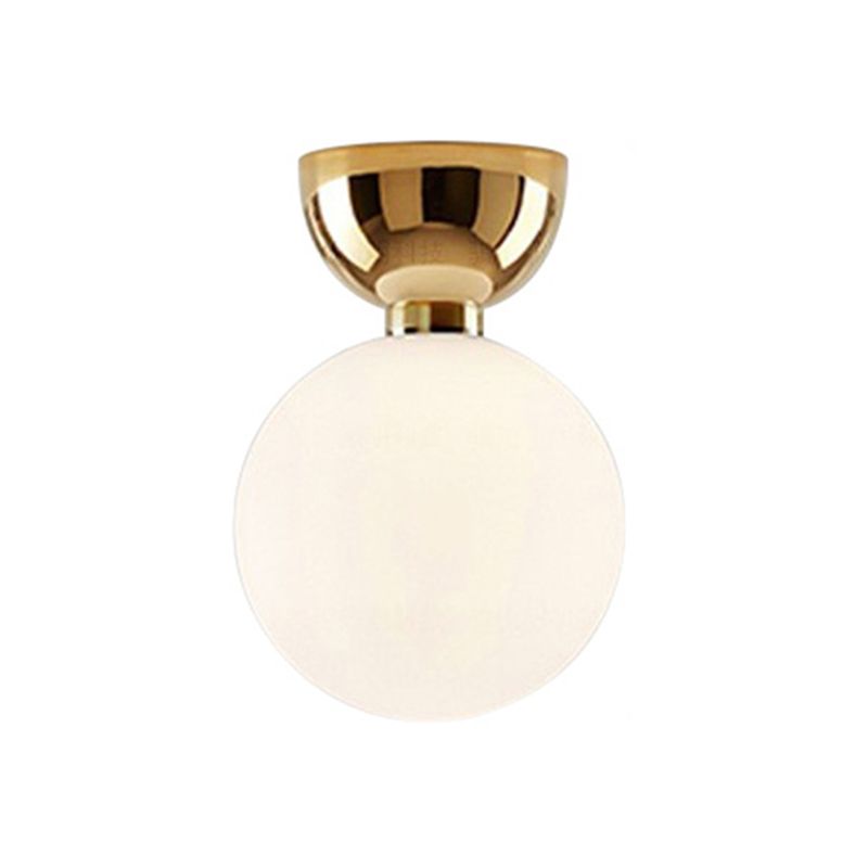 Ball Shape Ceiling Lamp Modern Simple Style Iron 1 Light Flush Mount with Glass Lampshade for Aisle