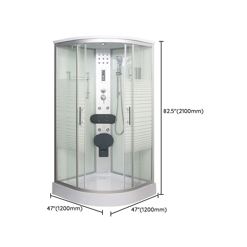 Double Sliding Shower Stall Round Shower Stall with Light and Towel Bar