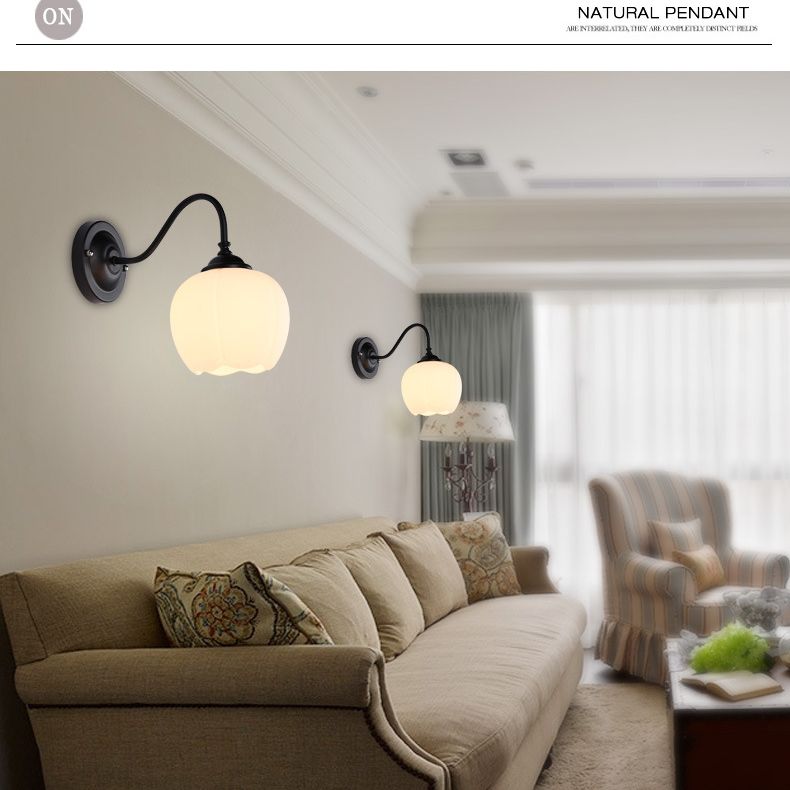 Gooseneck Wall Light Sconce Industrial Style Glass 1 Light Sconces