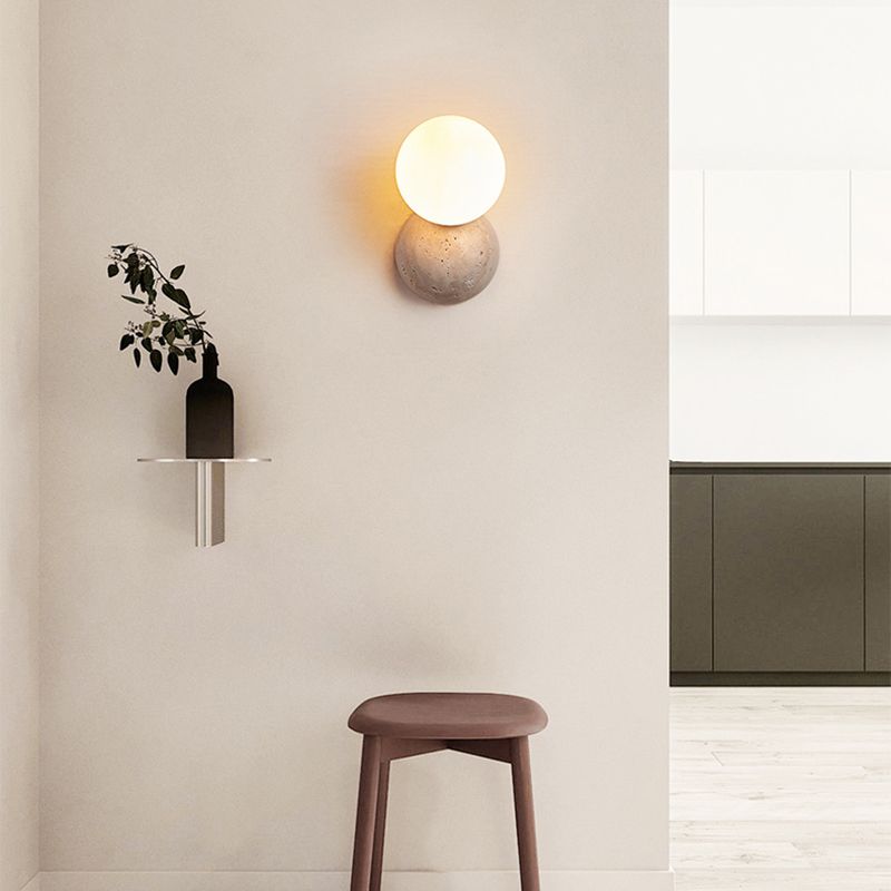 Modern Style Wall Lamp Stone Wall Mount Lamp with Glass Shade for Bedroom