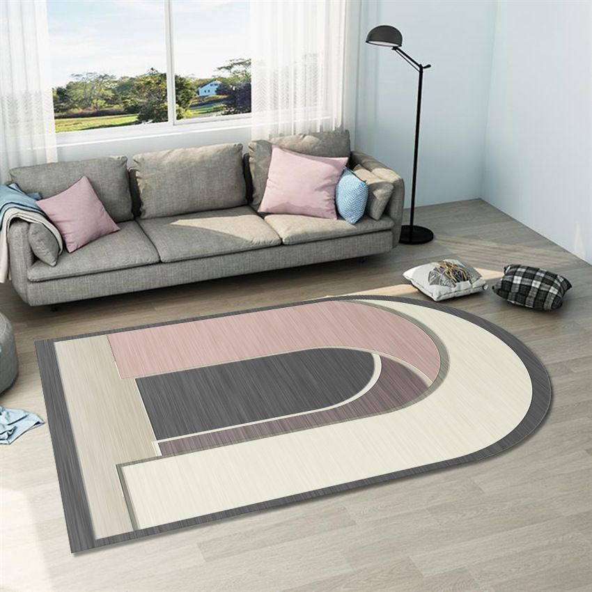 Postmoderner geometrischer abstrakter Teppich, mehrfarbiger Polyester-Teppich, waschbar, rutschfeste Unterseite, haustierfreundlicher Teppich zur Dekoration