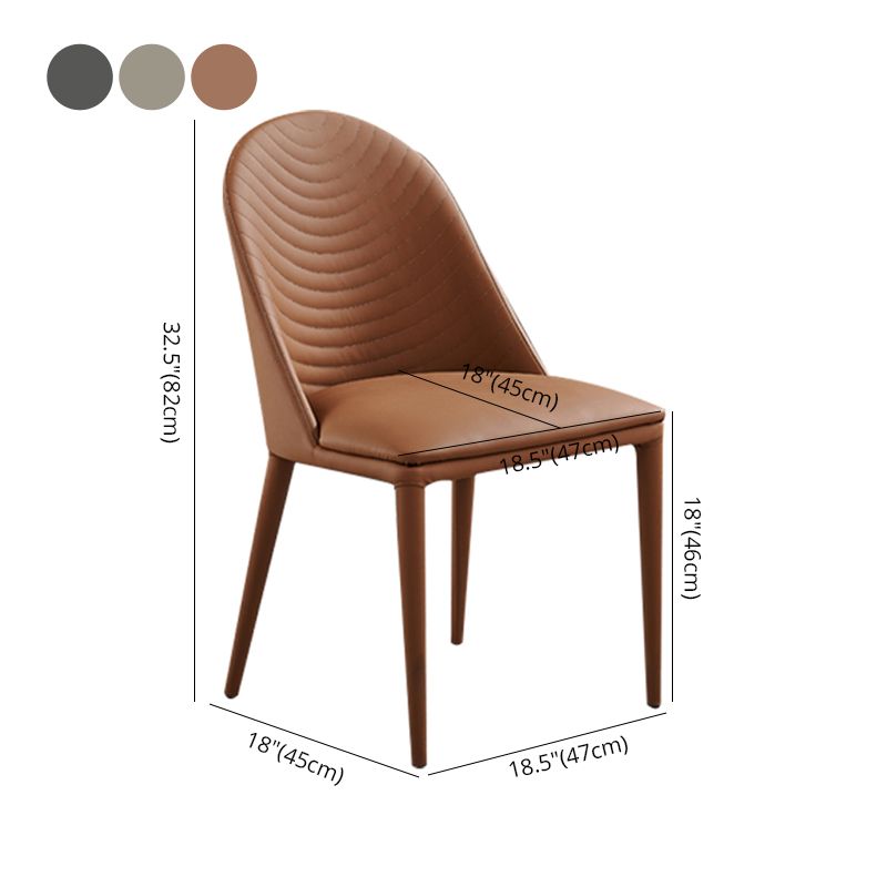 Moderne PU lederen eetkamerstoel Armless Metal Dining Chair voor thuisgebruik (set van 2)