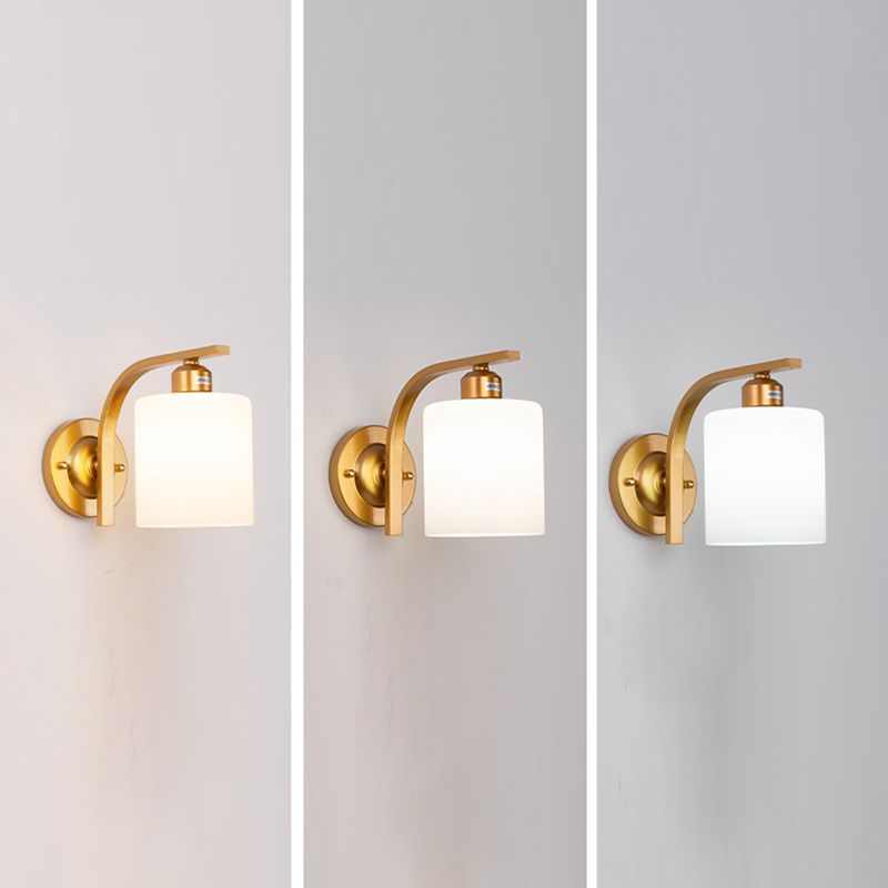 Nordic Style White Glass Sconce Light Fixtures One Head Wall Lamp for Bedroom