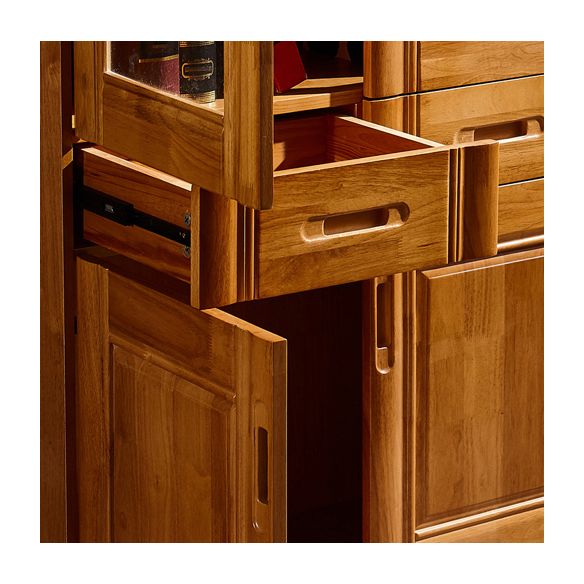 79"H Modern Style Bookcase Solid Wood Closed Back Bookshelf with Door for Home Office