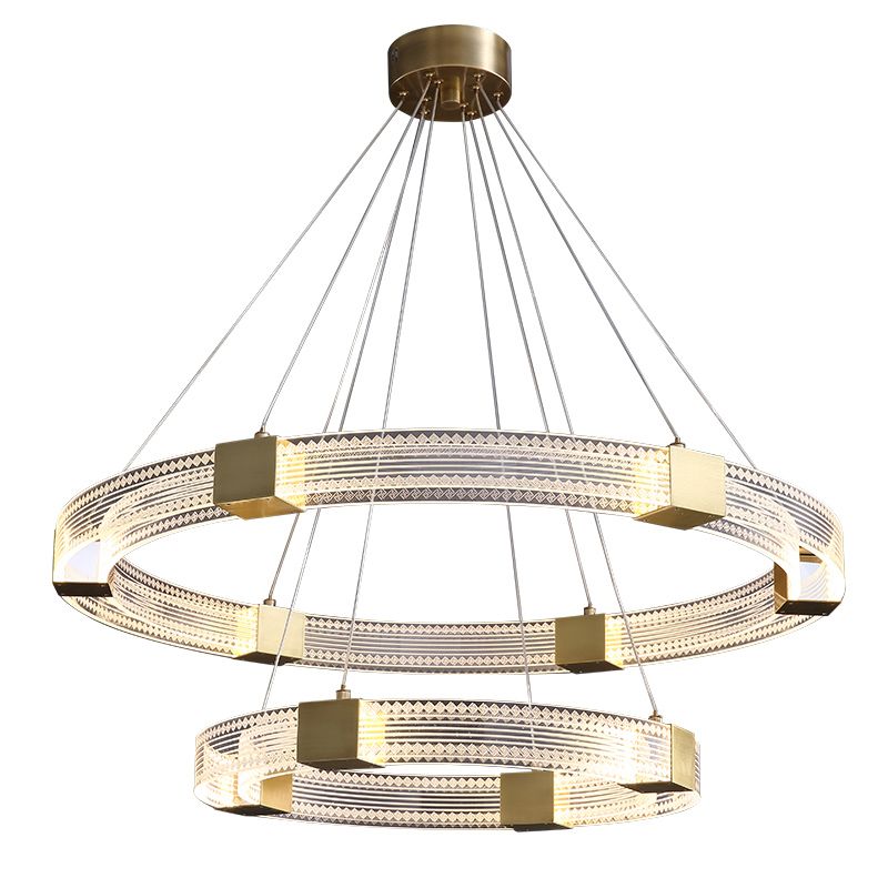 Simple Led Chandelier Light Fixtures Ring Shape Hanging Chandelier with Acrylic Shade