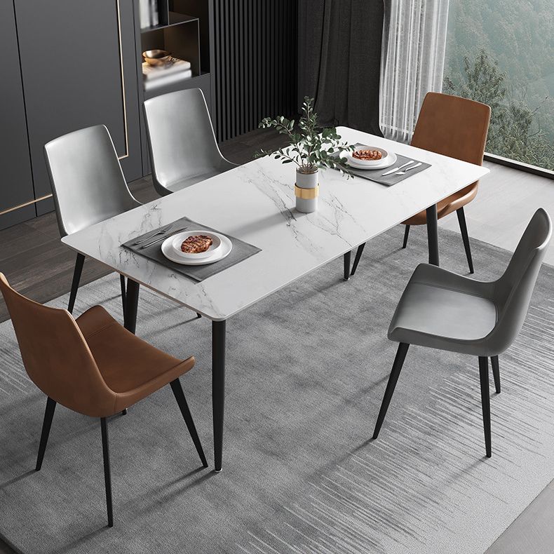 Modern Metal Dining Set 1/2/5/6/7 Pieces Rectangle Dining Table Set