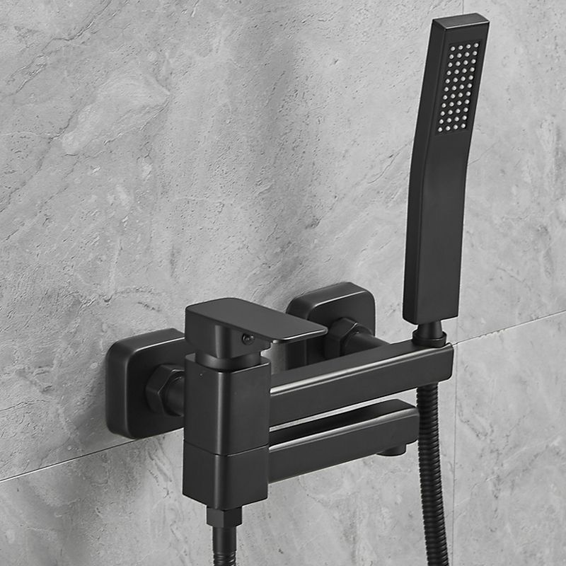 Copper Tub Filler Single Lever Handle Low Arc Swivel Wall Mount Tub Filler with Handshower