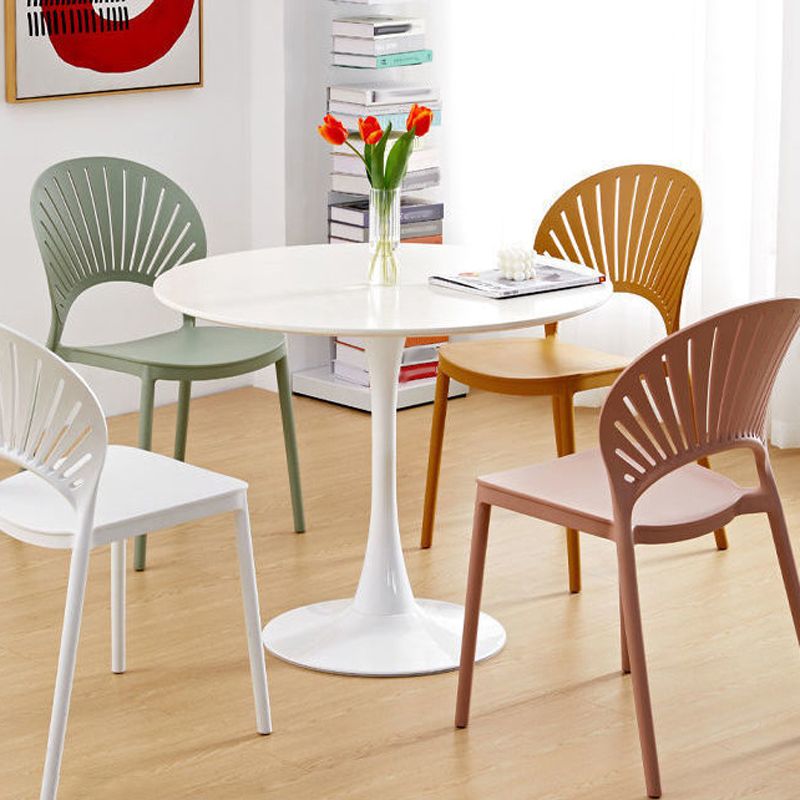 Plastic Dining Chair Modern Style Open Back Dining Side Chair