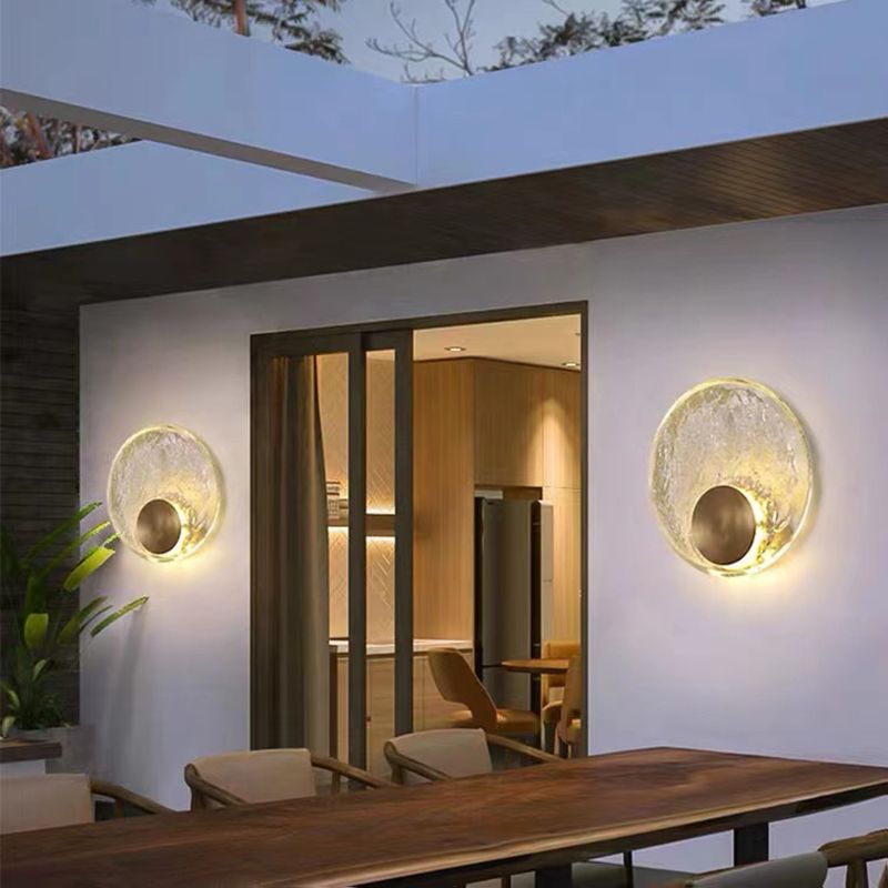 Round Shape Crystal Vanity Sconce Light Modern Style 1-Light Vanity Mirror Lights in Brass