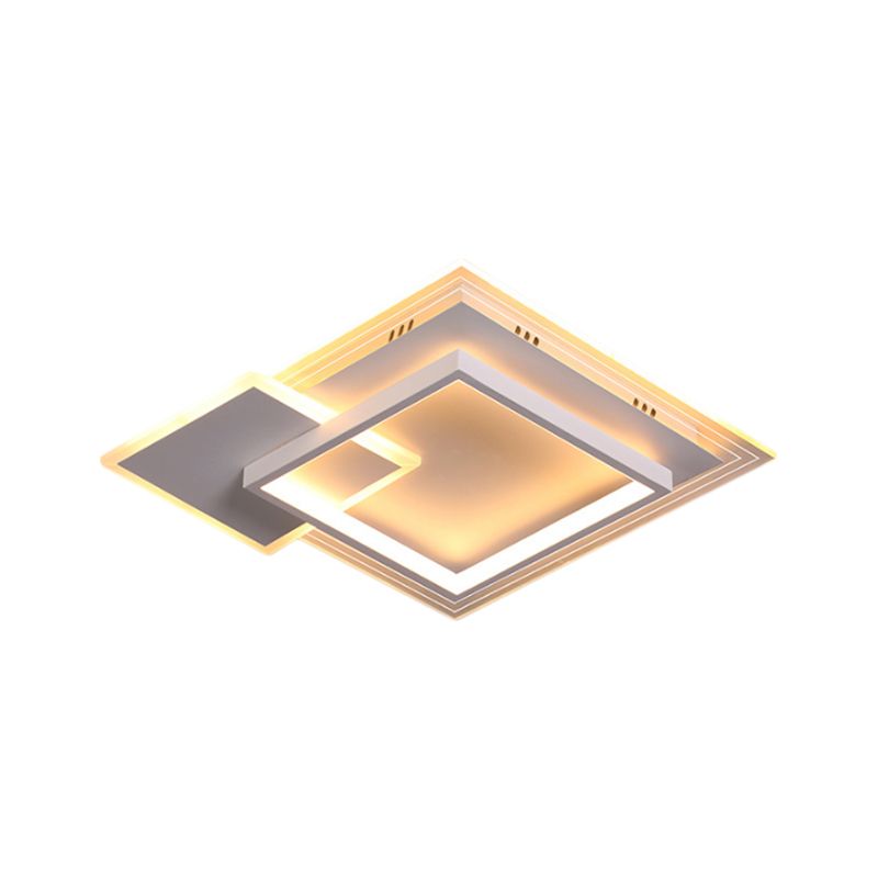 16.5"/20.5" W Metal Square Flushmount Contemporary LED White Ceiling Lighting in Warm/White Light