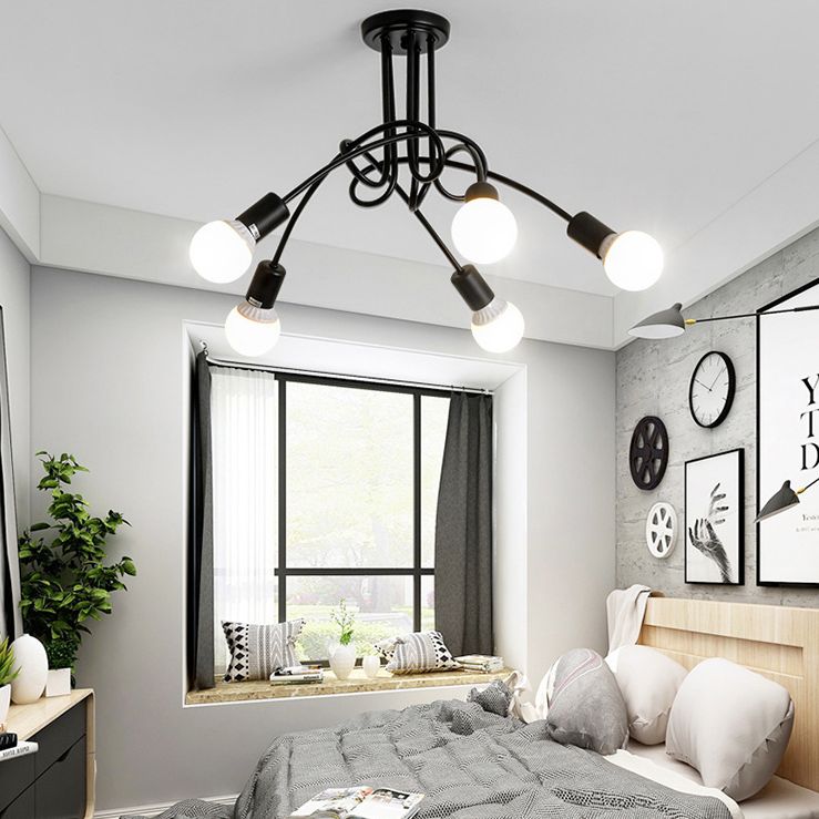 Wicklungslampe Postdesign Deckenleuchte 5 Leichter Industriestil Offener Glühbirnen-Beleuchtungsanhänger für Schlafzimmer Wohnzimmer