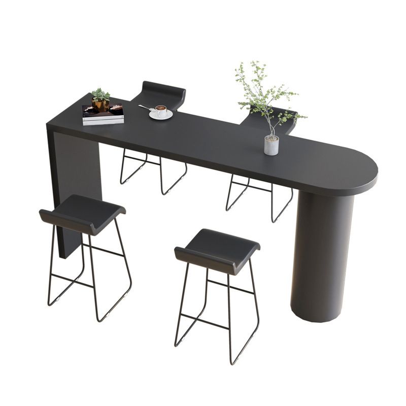 Contemporary Pub Table Solid Wood Free Form Bar Table for Indoor