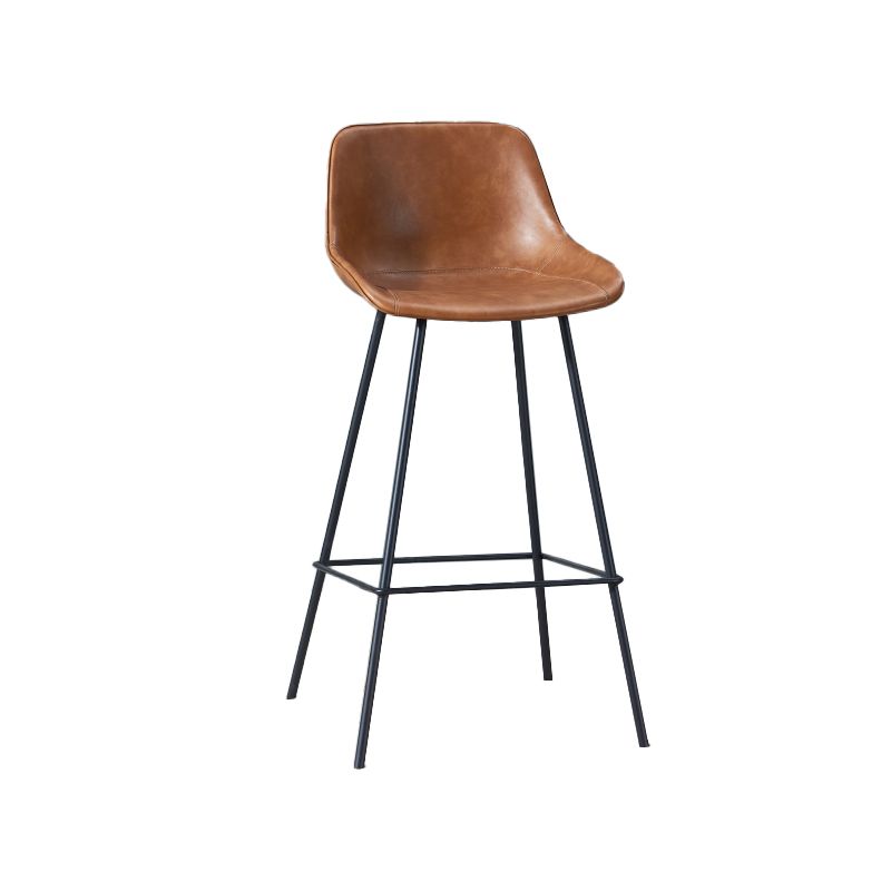 Contemporary Bar-stool PU Leather Counter Bar Stool for Kitchen with 4 Metal Legs
