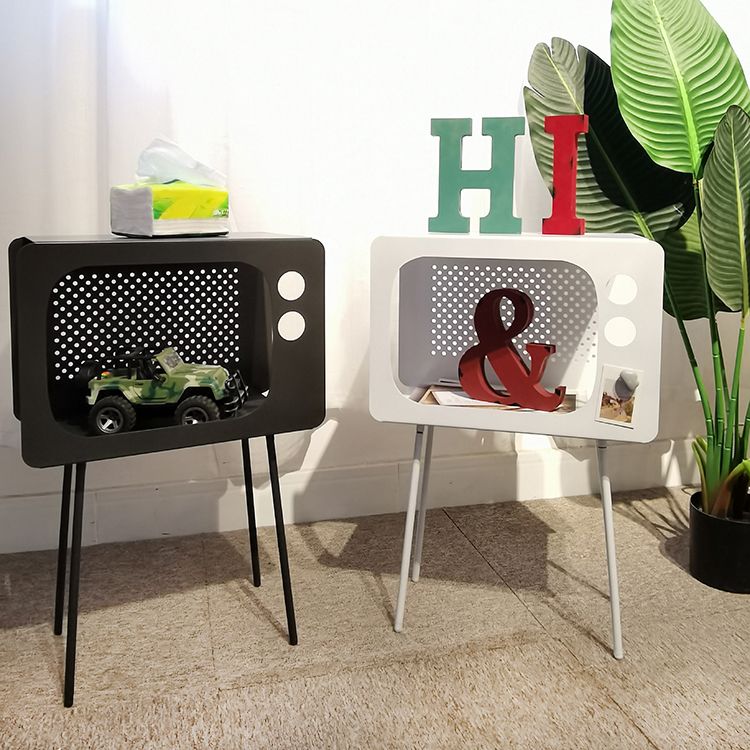 Medieval Modern Style Rectangular Metal Table Can Store 4 Legs Side Table