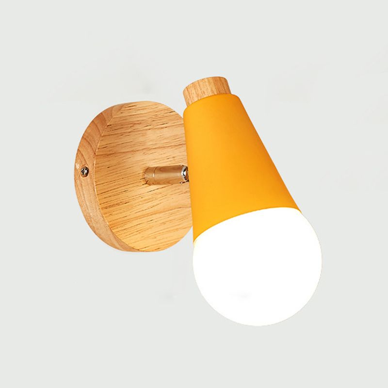 Modern Simple Fashion Style Geometric Shade Wall Sconce Wood 1 Light Sconces