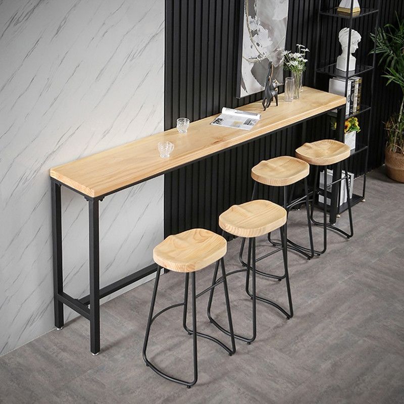 Modern Style Rectangle Wood Bar Table 1/5 Pieces Bar Table Set for Kitchen