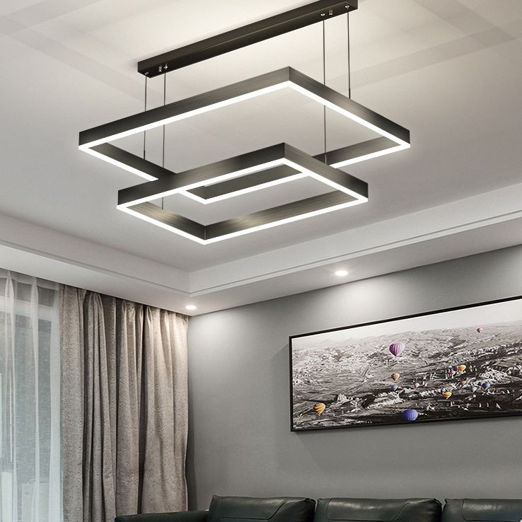 Acryl vierkante kroonluchter lamp Minimalistische stijl LED -hanger lichtkit in zwart