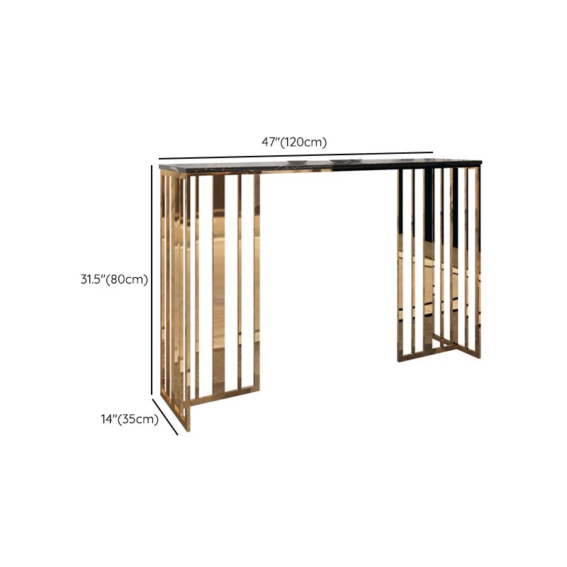 Glam Console Table Marble Rectangle Accent Table in Gold , 31.5 inch High