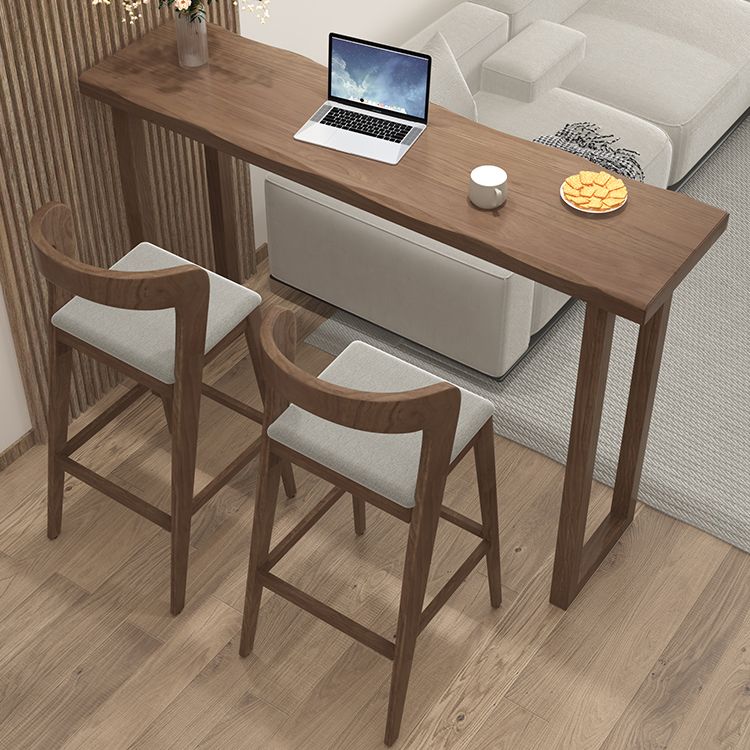 Modern Indoor Rectangle Solid Wood Sled Bar Dining Table in Brown