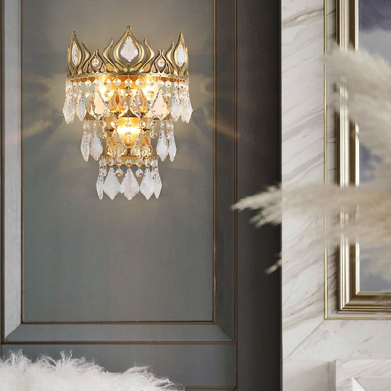 3 bulbes Crown Shape Glasce luminaire de la lampe murale à goutte à goutte en laiton contemporain