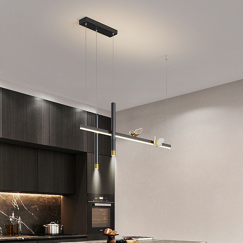 MEW BLACK MODED MODERN ISOLA LED LINEAR LED 2 Spotlights Luci a sospensione per sala da pranzo
