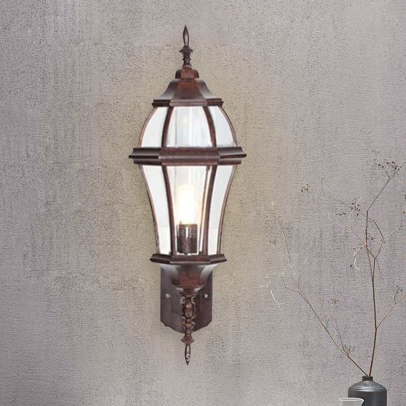Luce di profumi a forma di urna a 1 luce Country Rust Rust Glass Wall Montated Lampleugh