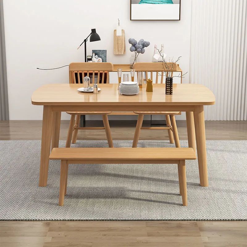 Rubberwood Solid Wood Dining Table Simplicity Style Dinette Table for Indoor