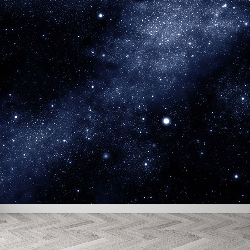 Night Sky Constellations Mural Decal Contemporary Non-Woven Texture Wall Covering in Blue
