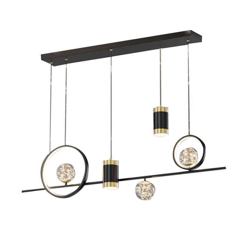 6/7-Light Contemporary Black Kitchen Island Lighting LED Ceiling Light for Bedroom