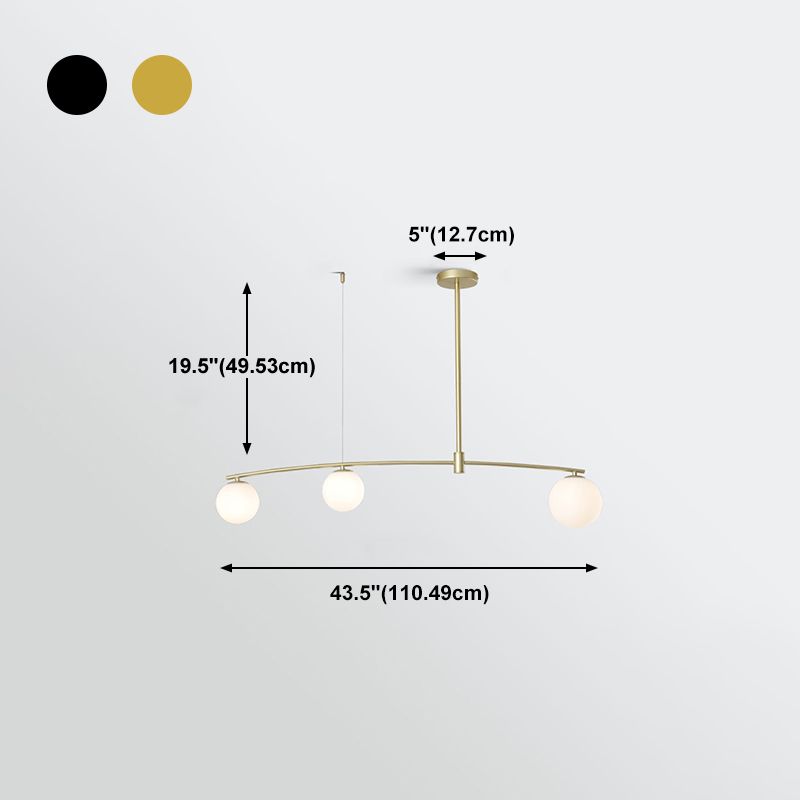Lámpara colgante de restaurantes múltiples de la luz de la isla de metal moderno con sombra de vidrio