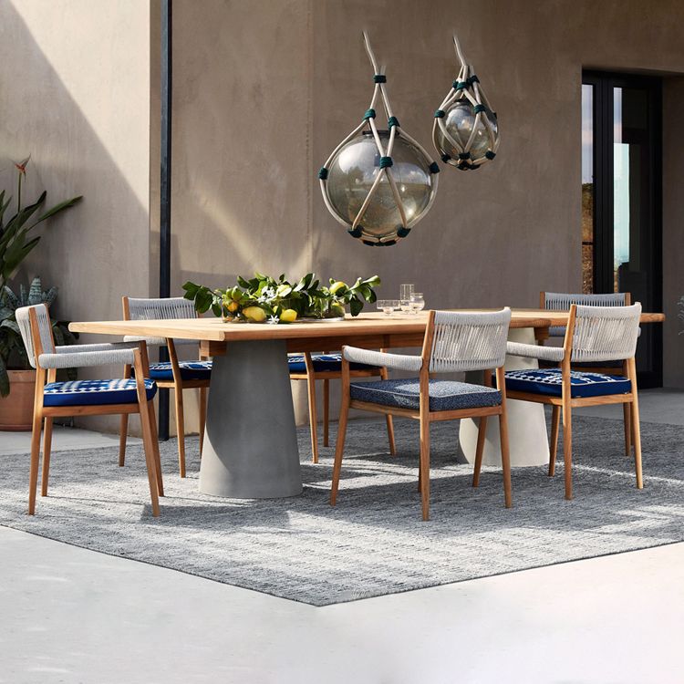Rectangular Patio Dining Table Set 1/7 Pcs Metal Frame Patio Dining Table and Chairs