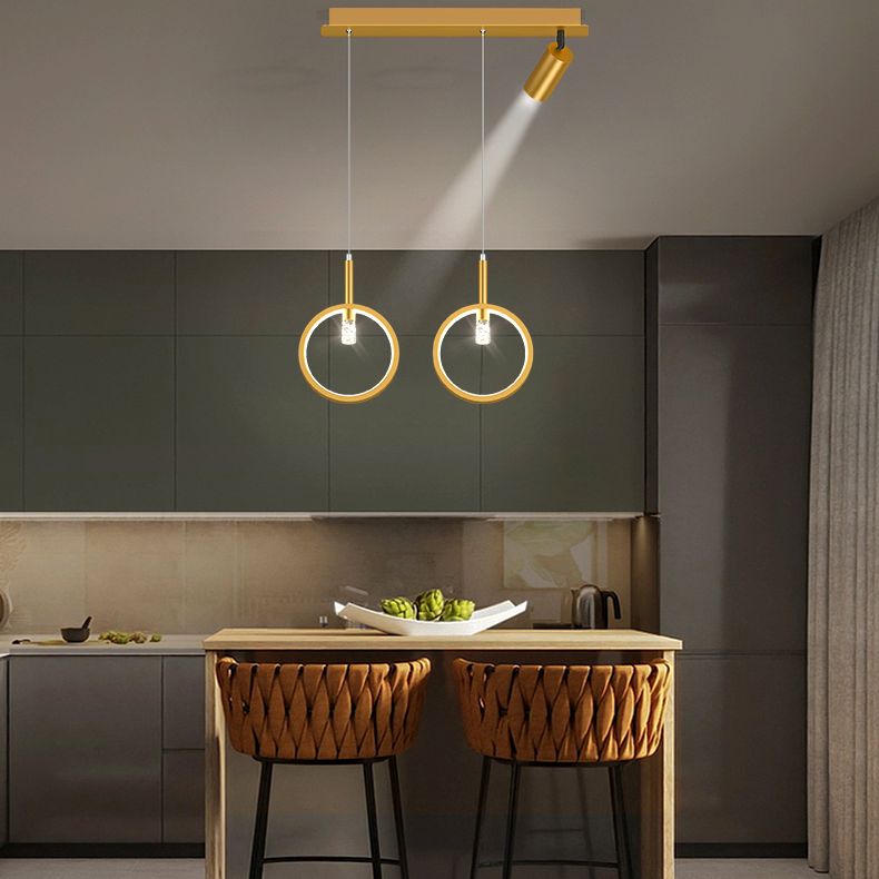 Modern Creative Linear Island Pendant Light Wought Iron Indoor LED Ceiling Light with Acrylic Shade