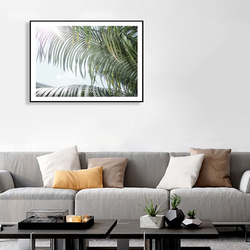 Photograph Print Palm Branch Canvas Green Tropical Wall Art Decor for Sitting Room