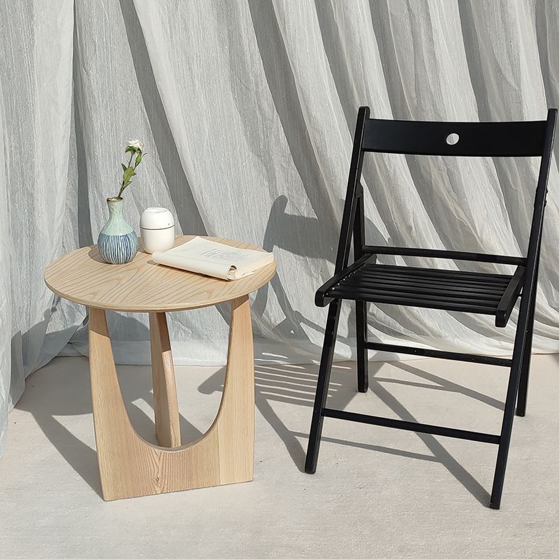 Scandinavian Round Wooden Top Side Table 19.6-inch Abstract End Table