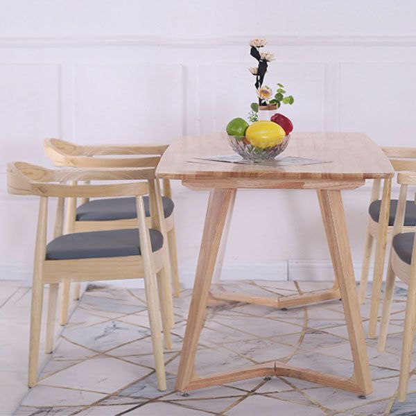 Contemporary Home Wood Arm Chair Matte Finish Open Back Dining Chair