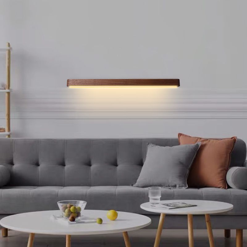 Linear Shade Wood Wall Sconce Modern Style Single Light Wall Mounted Light