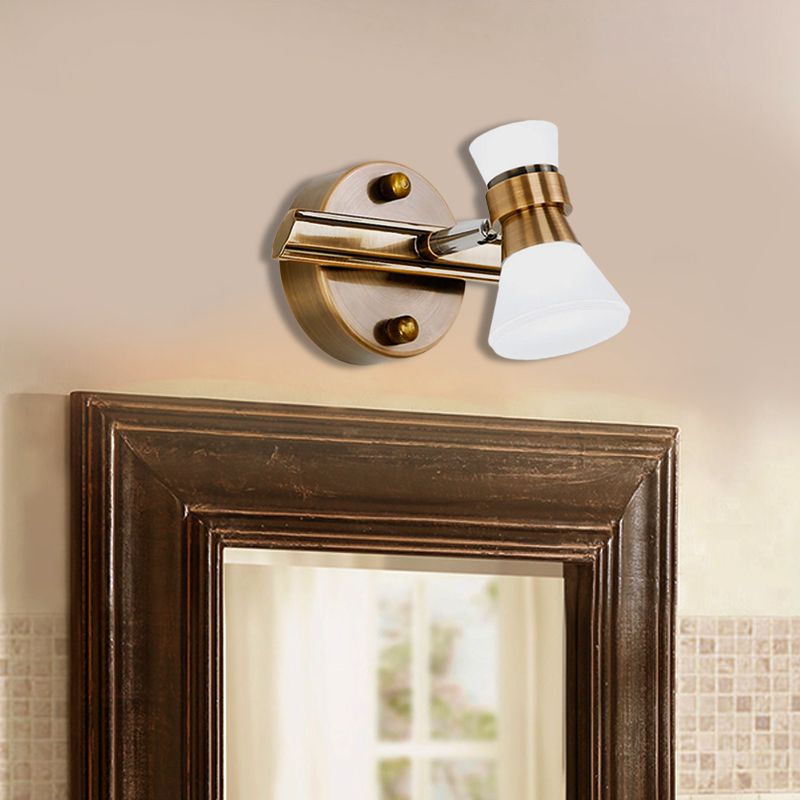 Tapered Bathroom Wall Vanity Light Traditionalist Metal 1/2/3-Bulb LED Brass Wall Lighting Fixture in Warm/White Light