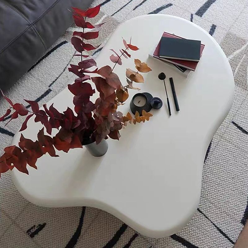Scandinavian 4 Legs Coffee Table Free form Wooden Cocktail Table in White