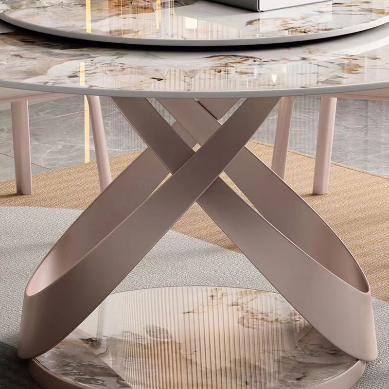 Nordic Glam Dining Round Table Dining Sintered Stone Table for Restaurant