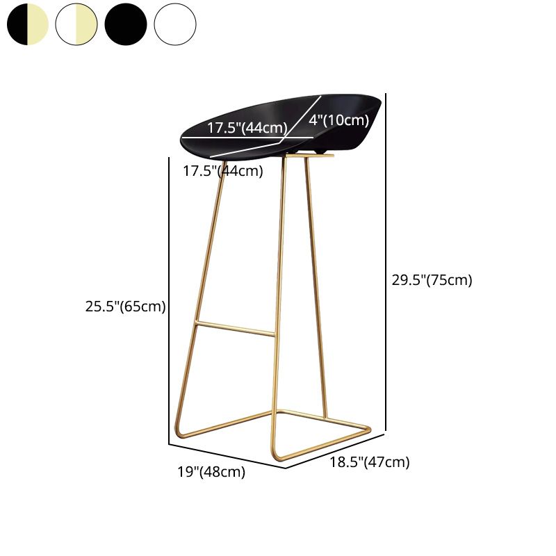 Modern Armless Backrest Counter Stool Iron Bar Stool with Acrylic Seat and Pedal