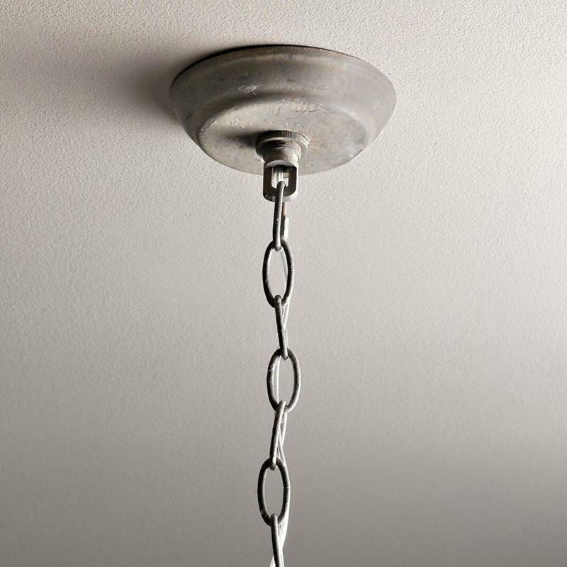 Industrial Style Aged Gray Iron Cage Chandelier Light Vintage Candlestick Shape Lamp Post Lighting Fixture with 39.5" Adjustable Chains