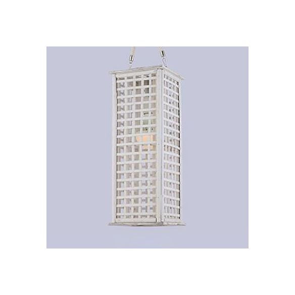 Estilo contemporáneo Bambú de iluminación colgante rectangular 14 "/19.5" de ancho Lámpara suspendida de comedor de 1 luces en blanco