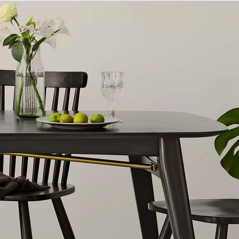 Modern Black Dining Room Collection Tripod Base Solid Wood Dining Table