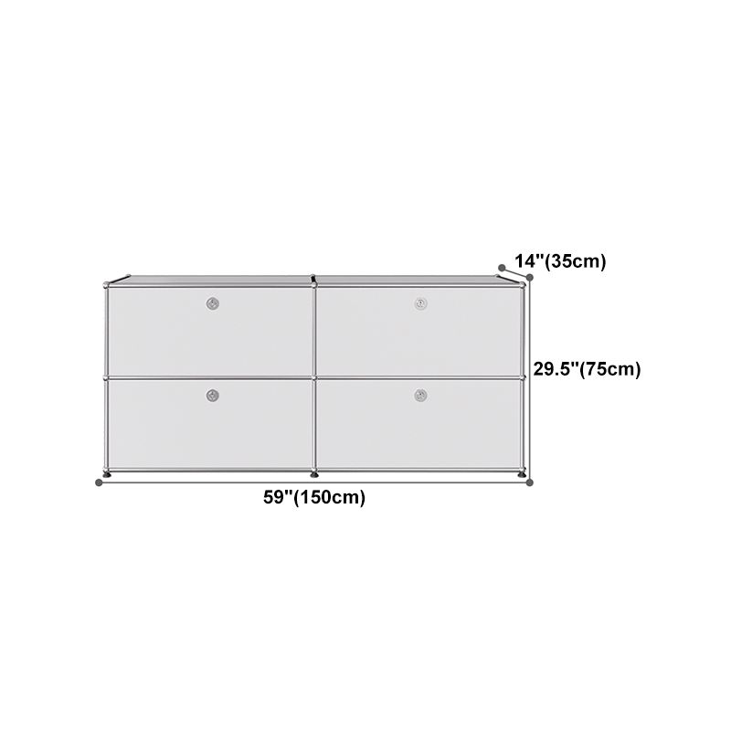 Modern Style White Sideboard Metal Storage Dining Sideboard with Drawer