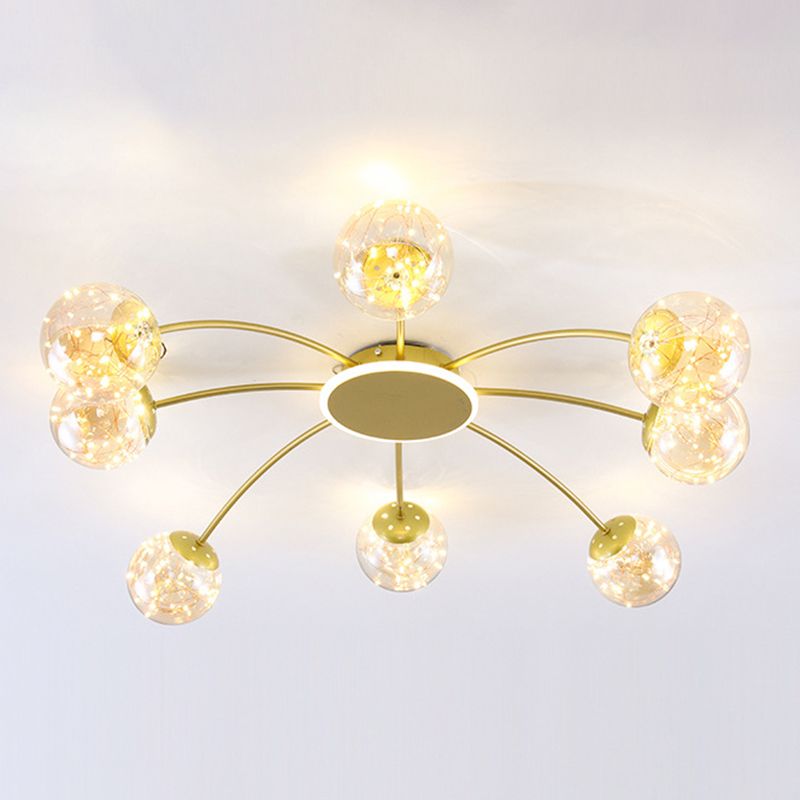 Bola de vidrio Flush Luz de techo de estilo moderno Montaje Montaje de montaje en oro en oro