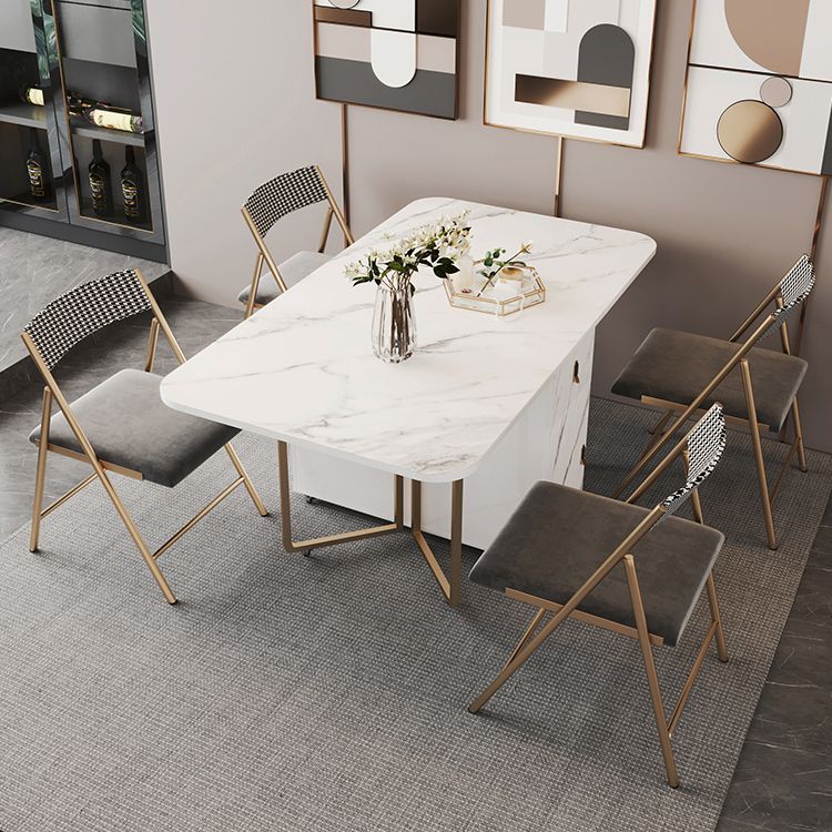 Rectangle Contemporary Sintered Stone Dining Room Set Foldable Dining Furniture for Restaurant