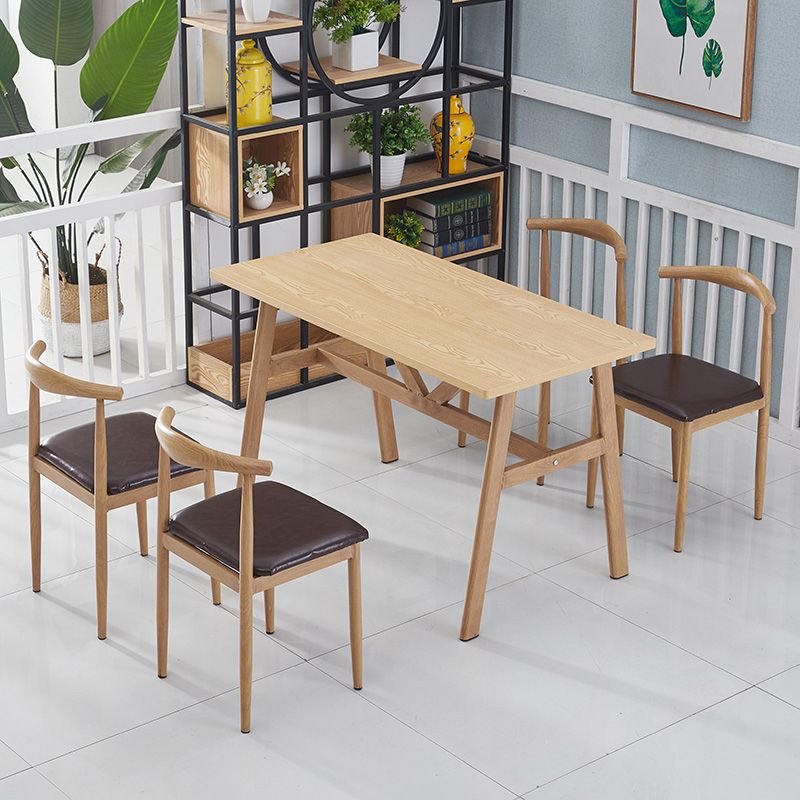 5 Pcs MDF Modern Dining Room Set with Rectangle Table and Pedestal Base Dining Set