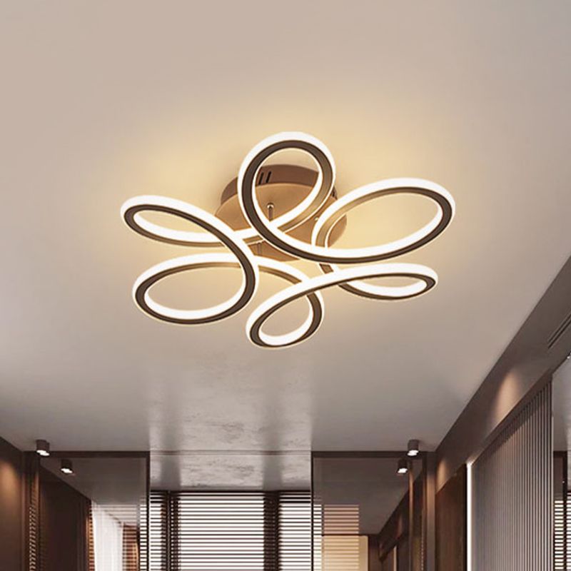Modern bloeiende acrylplafondlamp LED LED VLOK Mount Ingebouwde verlichting in goud/koffie voor slaapkamer, warm/wit licht